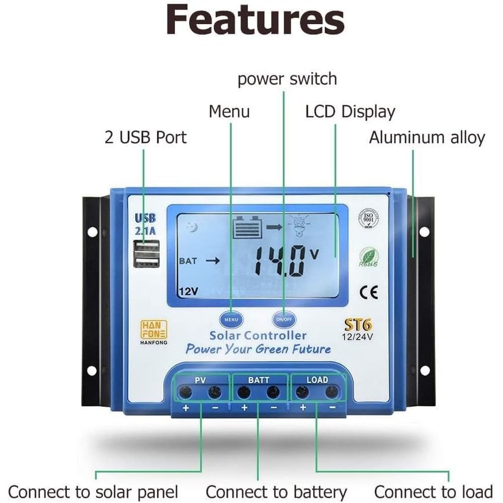 60A Solar Charge Controller 12 - Solar Panel recension och pris